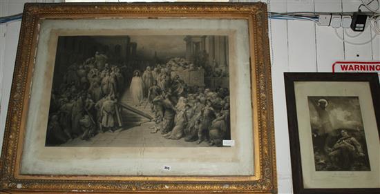 Large religous gilt framed print & another